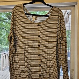 Striped Button-Up Long Sleeve Top